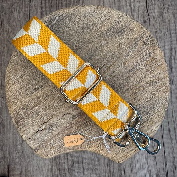 Wide Yellow Striped Purse Strap Crossbody Bag Strap Guitar Strap NEW FAST SHIP - Picture 1 of 4